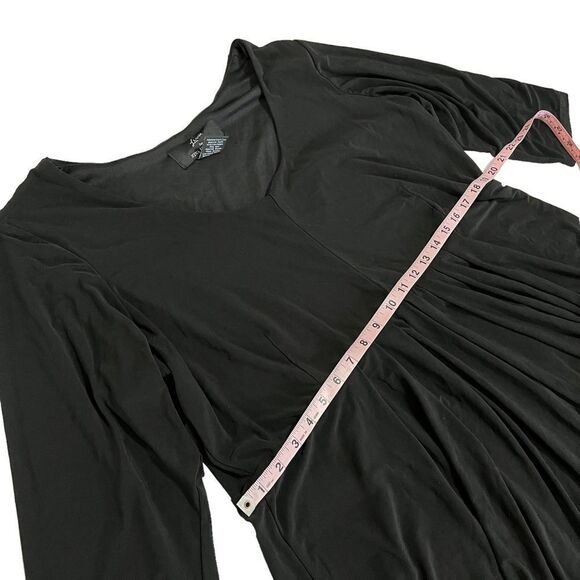 Lennie for Nina Leonard Elbow Sleeve Black Matte Jersey Fit & Flare Dress - Picture 6 of 8